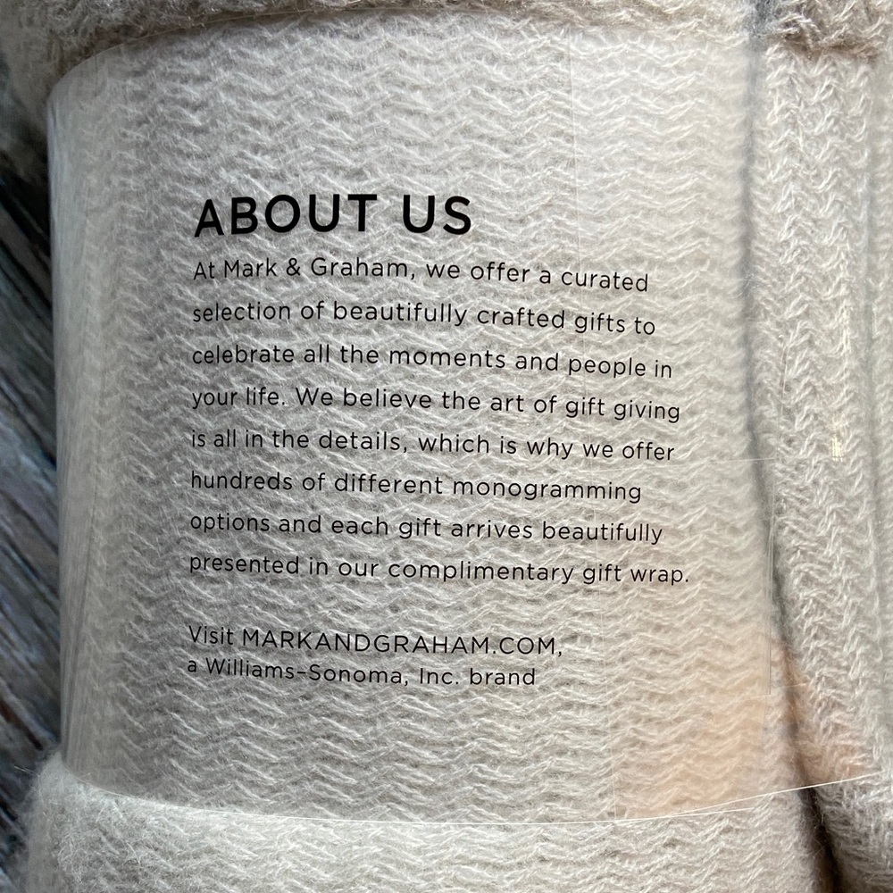 NEW Mark & Graham Light Gray Colorblock Throw Blanket - Picture 2 of 5